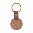 Porte-clés en bois foncé pour gravure avec lanière en cuir - Rond Ø4cm
