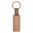 Porte-clés en bois foncé pour gravure avec lanière en cuir - Rectangulaire 2,7x6,5cm