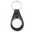 Porte-clés rond en simili-cuir avec plaque de sublimation Ø2,7cm