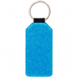 Porte-clés rectangulaire pour sublimation en simili cuir avec dos bleu à paillettes
