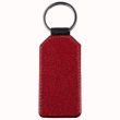 Porte-clés rectangulaire en simili-cuir avec support pailleté rouge