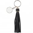Pendentif porte-clés en sublimation avec franges en similicuir - Noir