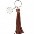Pendentif porte-clés en sublimation avec franges en similicuir - Marron