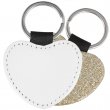 Sublimation Heart Keyring - PU Leather - Glitter Back - Champagne