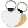 Sublimation Heart Keyring - PU Leather - Glitter Back - Gold