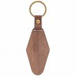 Dark Wood Keyring for Engraving with Leather Strap - Rhombus 4.4x9cm