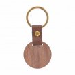 Dark Wood Keyring for Engraving with Leather Strap - Round Ø4cm