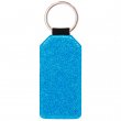Porte-clés rectangulaire pour sublimation en simili cuir avec dos bleu à paillettes