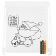 Colouring Drawstring Bag with Christmas drawings - Santa on a motorbike - Pack of 10 units