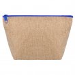 Sublimation Jute Toiletry Bag with Zipper - Blue