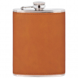 Laser Engraving Flask with Brown Imitation Leather Cover