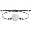 Pulsera medalla redonda para grabado con cordón - Plata