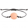 Pulsera medalla redonda para grabado con cordón - Oro rosa