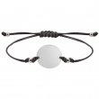 Pulsera medalla redonda para grabado con cordón - Plata