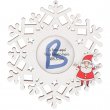 Wooden Christmas Hanging Ornament Snowflake - White Santa Claus