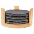 Set of 4 Slate Coasters for Engraving with Bamboo Holder