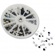 Octagonal Crystal Rhinestones SS6-10-16-20 - Transparent and Black Sample / 420 Pieces