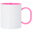 Taza blanca de plástico con interior y asa de color Rosa