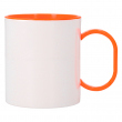 Taza de plástico sublimable con interior y asa de color Naranja