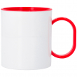 Taza blanca de plástico con interior y asa de color Rojo