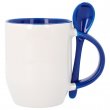 Mug sublimable avec intérieur, anse et cuillère coloré bleu