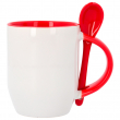 Taza con cuchara e interior rojo