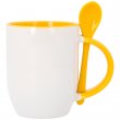 Mug sublimable avec intérieur, anse et cuillère coloré jaune