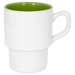 Taza blanca apilable para sublimación con interior color verde