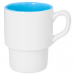 Taza blanca apilable para sublimación con interior color azul