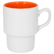 Taza blanca apilable para sublimación con interior color naranja