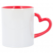 Taza para sublimación con asa corazón e interior de color rojo