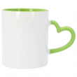 Taza para sublimación con asa corazón e interior de color verde claro