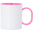 Taza de plástico sublimable con interior y asa de color Rosa