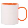 Taza de plástico sublimable con interior y asa de color Naranja
