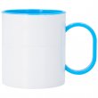 Taza blanca de plástico con interior y asa de color Azul Celeste