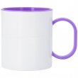 Taza de plástico sublimable con interior y asa de color Morado