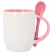 Mug sublimable avec intérieur, anse et cuillère coloré rose