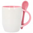 Taza con cuchara e interior rosa