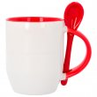 Mug sublimable avec intérieur, anse et cuillère coloré rouge