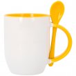Mug sublimable avec intérieur, anse et cuillère coloré jaune