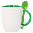 Mug sublimable avec intérieur, anse et cuillère coloré vert