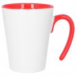 Mug conique sublimable avec intérieur et anse ouverte rouge