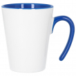 Mug conique sublimable avec intérieur et anse ouverte bleue