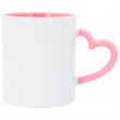 Mug sublimable avec anse cœur et intérieur de couleur rose