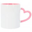 Taza para sublimación con asa corazón e interior de color rosa
