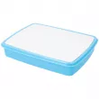 Tupper de plástico azul sublimable con cubiertos