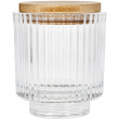 Vaso portavelas cristal rayas verticales tapa madera sublimable