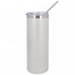 Sublimation Water Bottle with straw - Glitter Finish - Silver