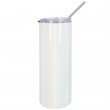 Sublimation Water Bottle with straw - Glitter Finish - White