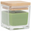 Bougie parfumée carrée avec couvercle en bambou pour gravure - Vert/Pomme